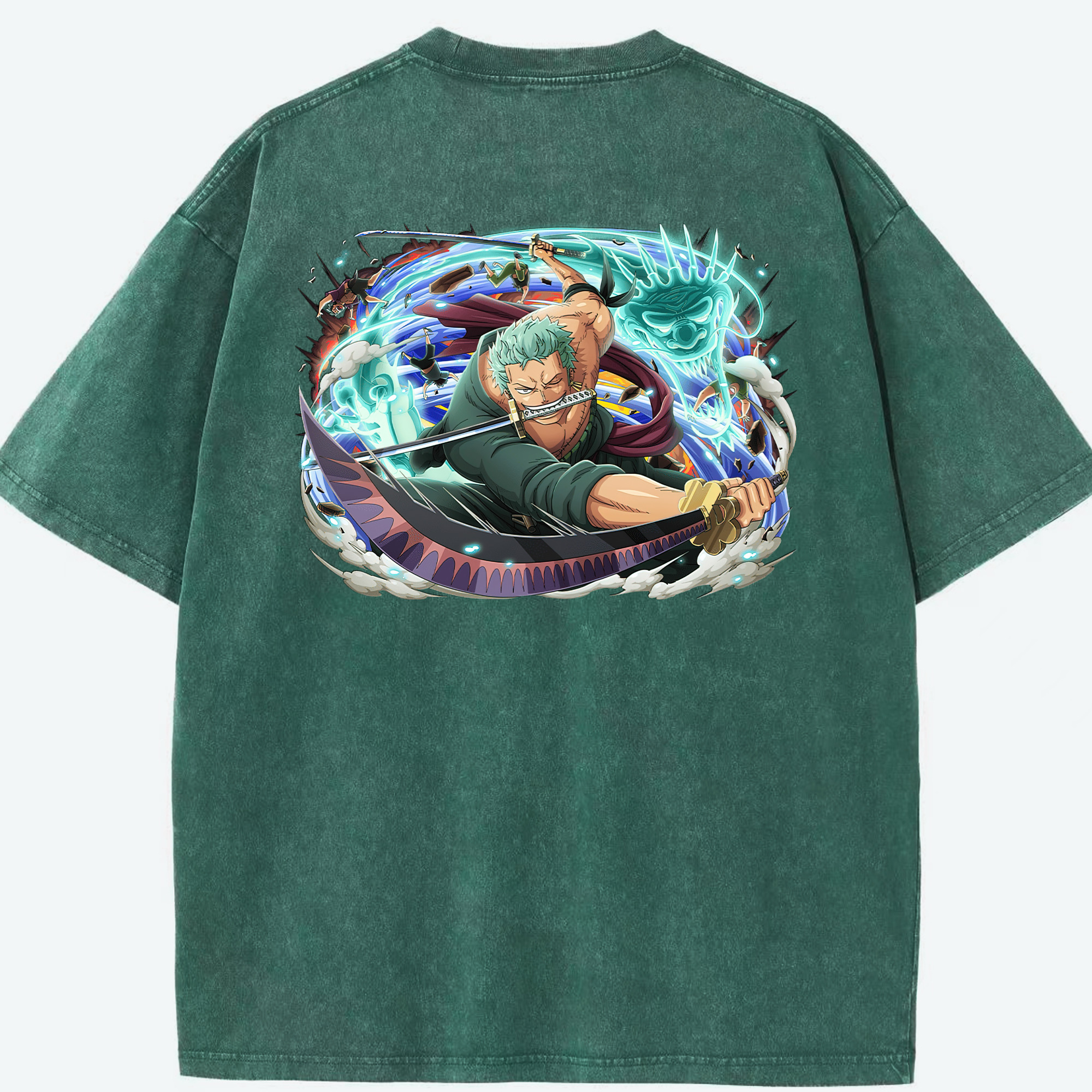 ワンピース ロロノア・ゾロ ONE PIECE Roronoa Zoro 綿100% ヴィンテージ風 半袖Tシャツ（背面プリント）